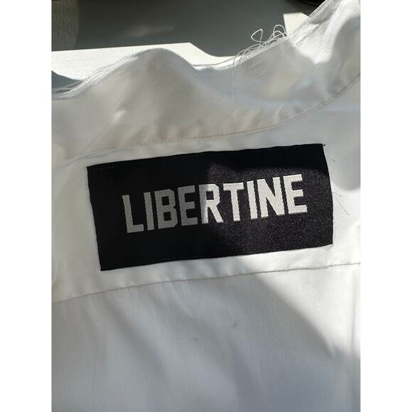 NWT Libertine Silk Screen Melange Deconstructed Mandarin Button Shirt L / XL - Picture 14 of 16